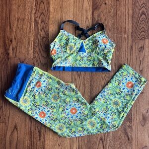 Oiselle Blue and Yellow Activewear Top
